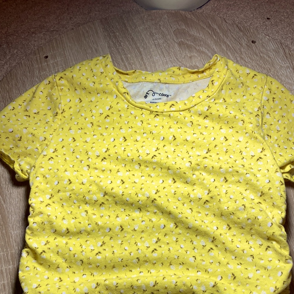 Target art class yellow floral shirt